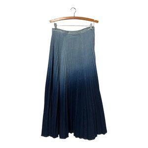 Udel Ombre Denim Maxi Skirt Women's Medium Blue Jean Broomstick Pleated Modest